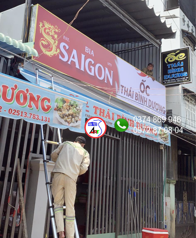 Thi công hộp đèn bạt UV cho đại lý Bia Sài Gòn tại Long Khánh